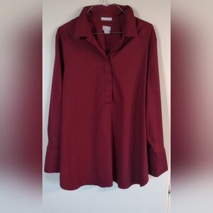 Chico's Deep Maroon 3/4 Cuffed Sleeve No Iron XL Tunic Top